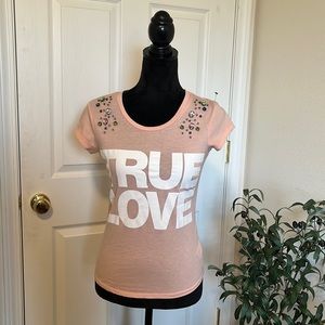 Bongo “True Love” Jeweled Tee Sz S EUC